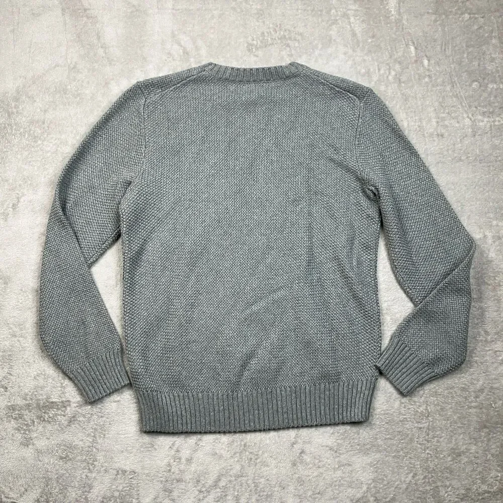 J Crew Sweater Mens S Gray Crewneck Premium Basket-stitch Cotton Layering
